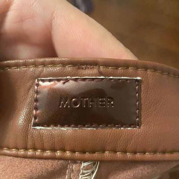 Mother The Insider Ankle Faux Leather Cropped Brown Pants Modern NWT - Picture 8 of 16